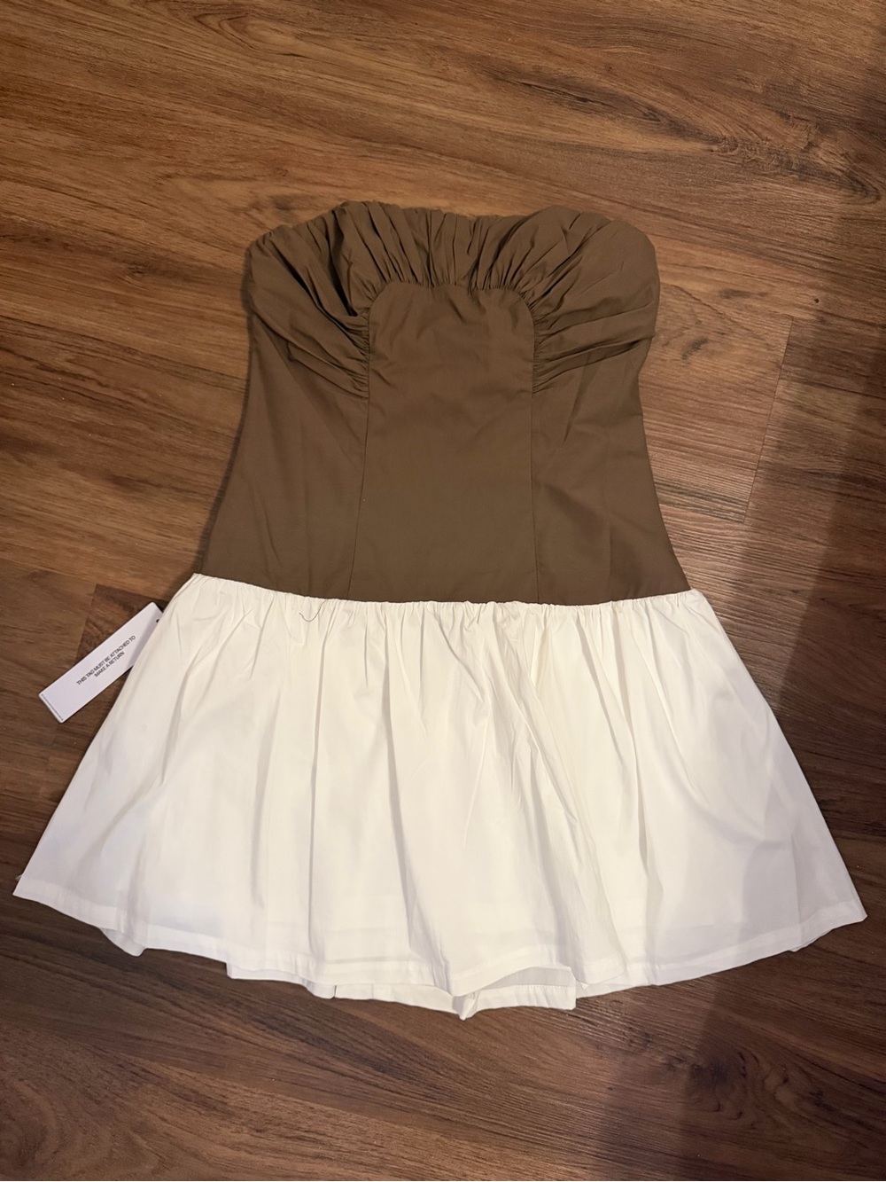 Princess Polly Strapless Two-Tone Brown and White Mini Dress